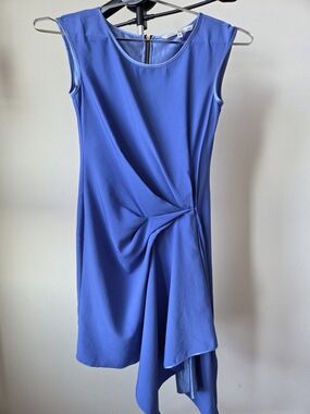 RACHEL Rachel Roy Draped Asymmetrical Mini Dress XS Royal Blue Cocktail Party